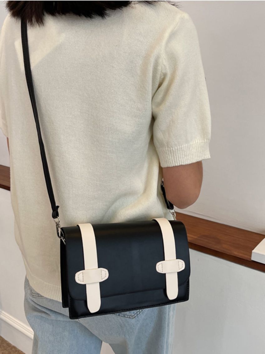 Two Tone Flap Square Bag