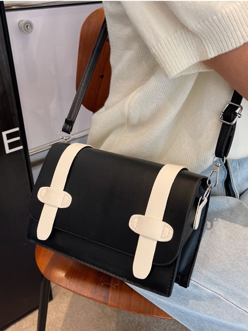 Two Tone Flap Square Bag