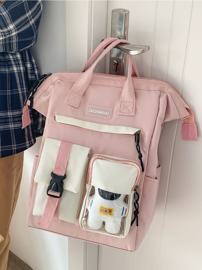 Letter Patch Pocket Front Backpack