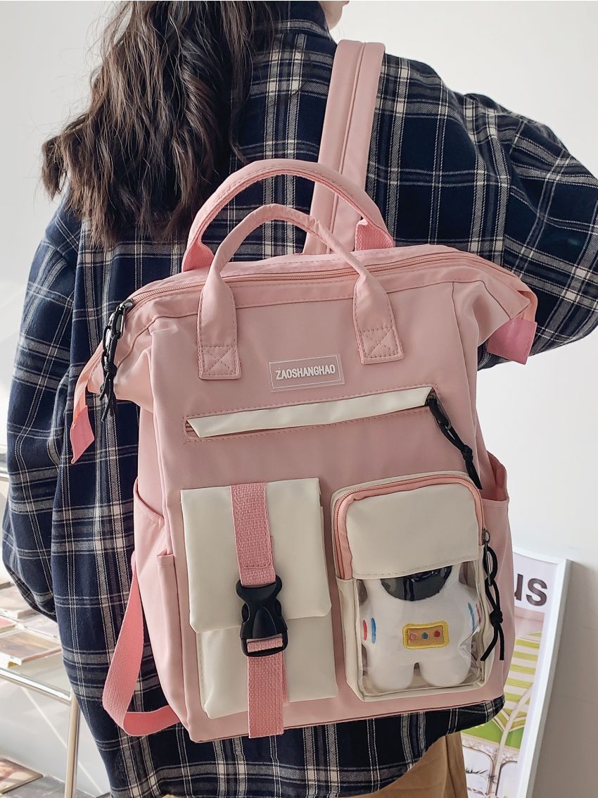 Letter Patch Pocket Front Backpack
