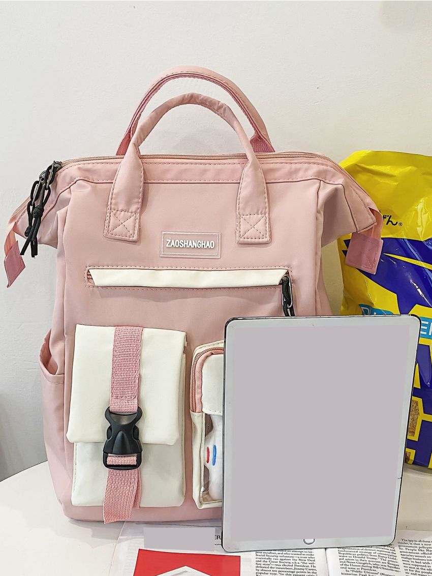 Letter Patch Pocket Front Backpack