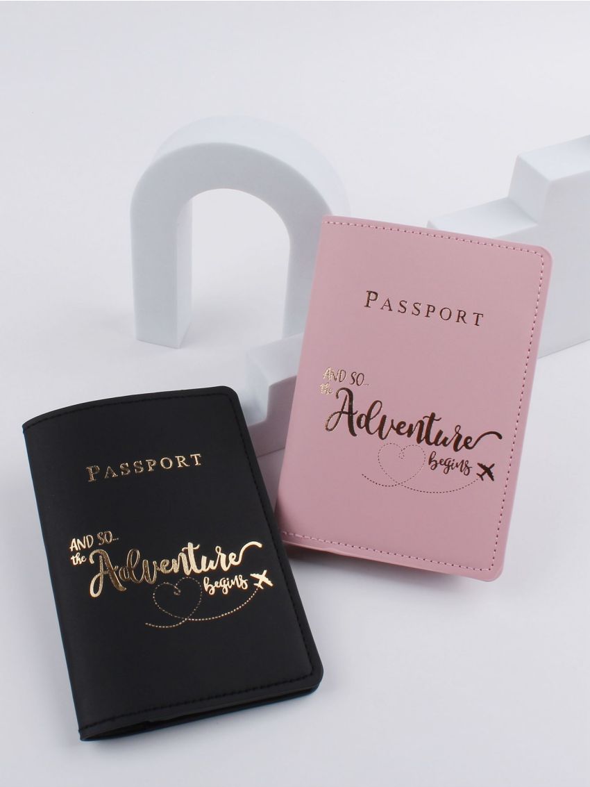 2pcs Letter Graphic Passport Case