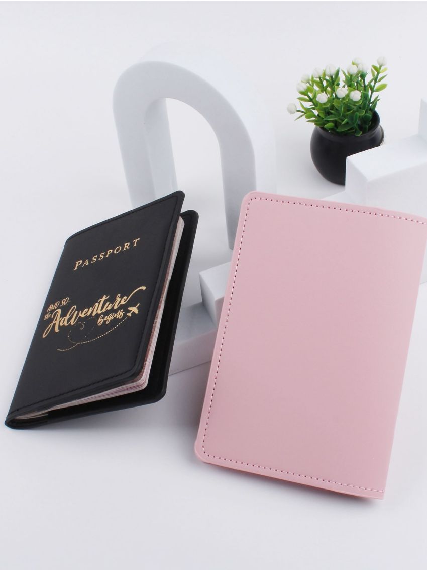 2pcs Letter Graphic Passport Case