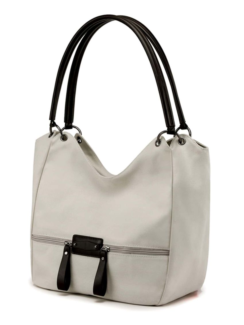 Zip Detail Shoulder Tote Bag