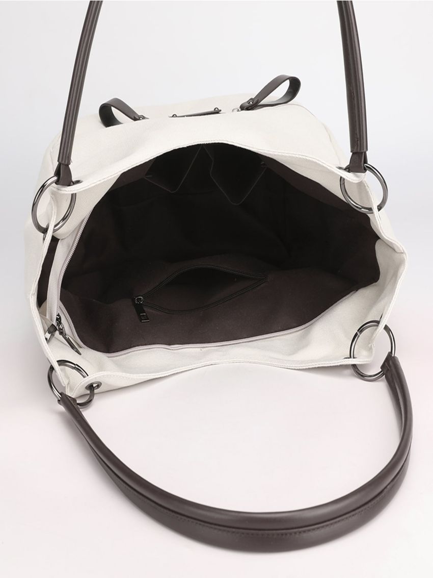 Zip Detail Shoulder Tote Bag