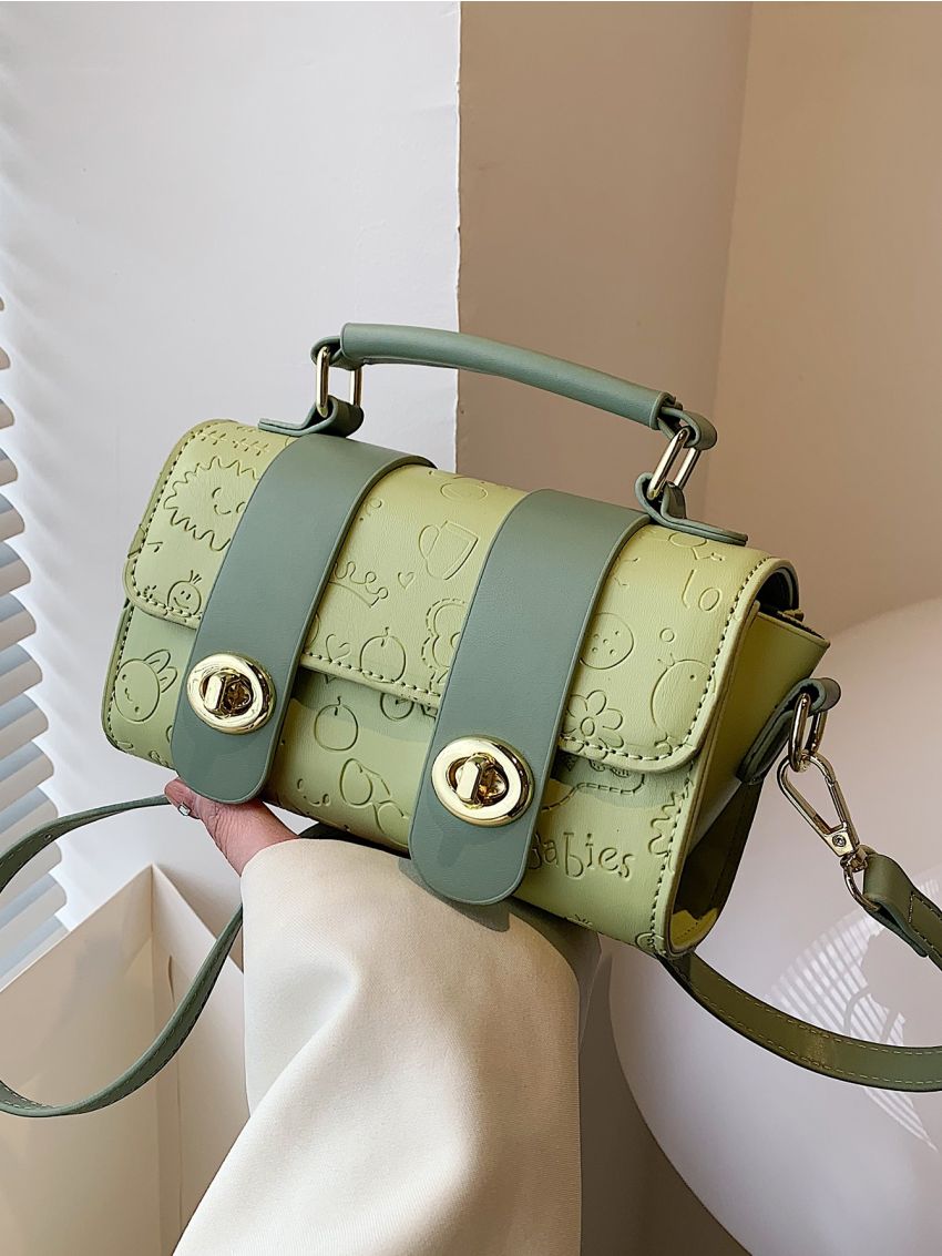 Metal Detail Flap Square Bag