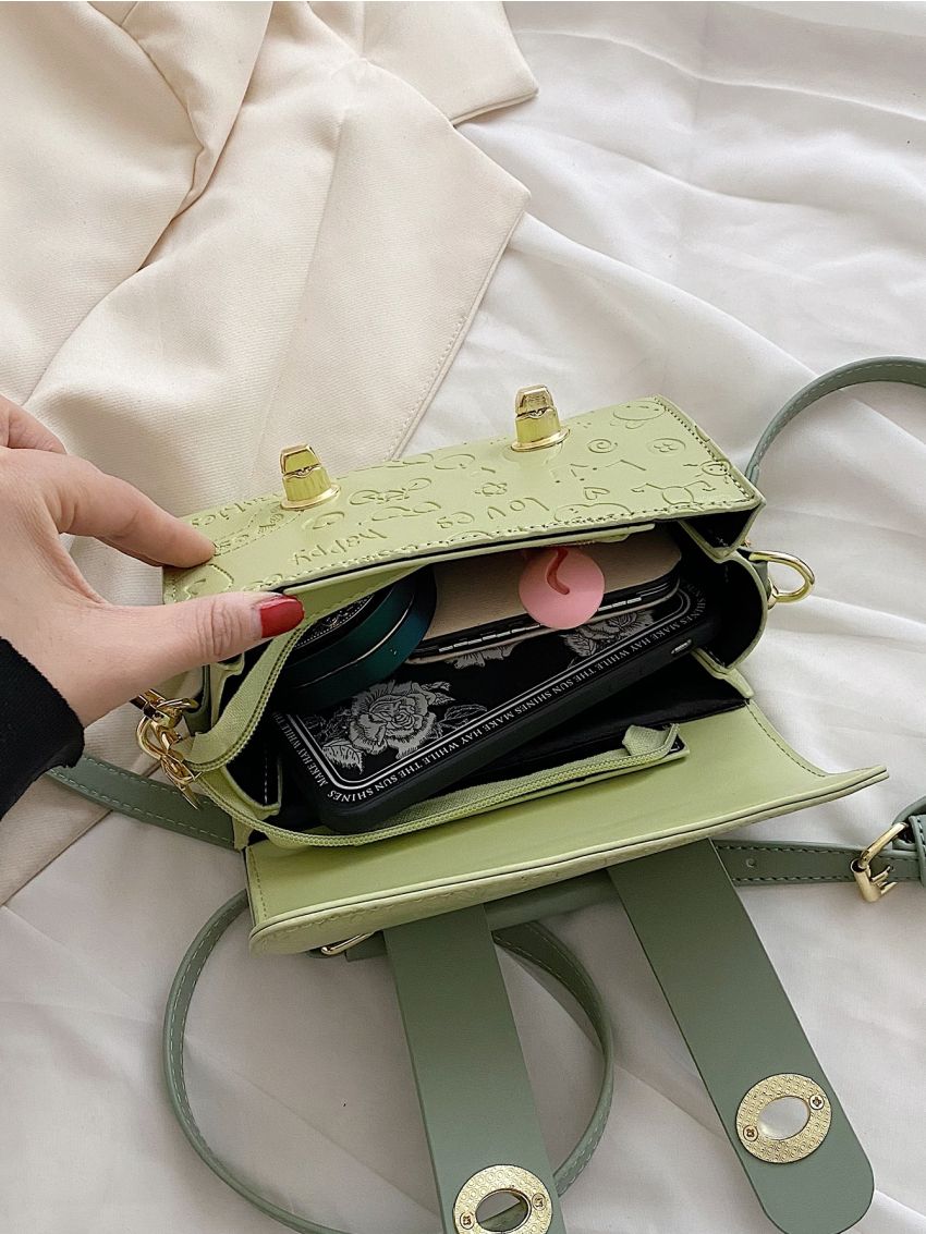 Metal Detail Flap Square Bag