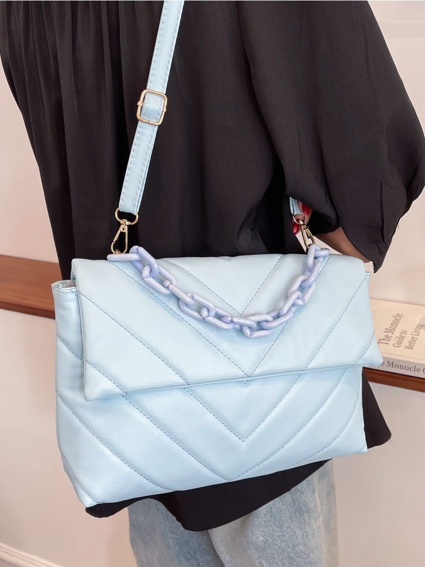 Quilted Chain Decor Flap Square Bag