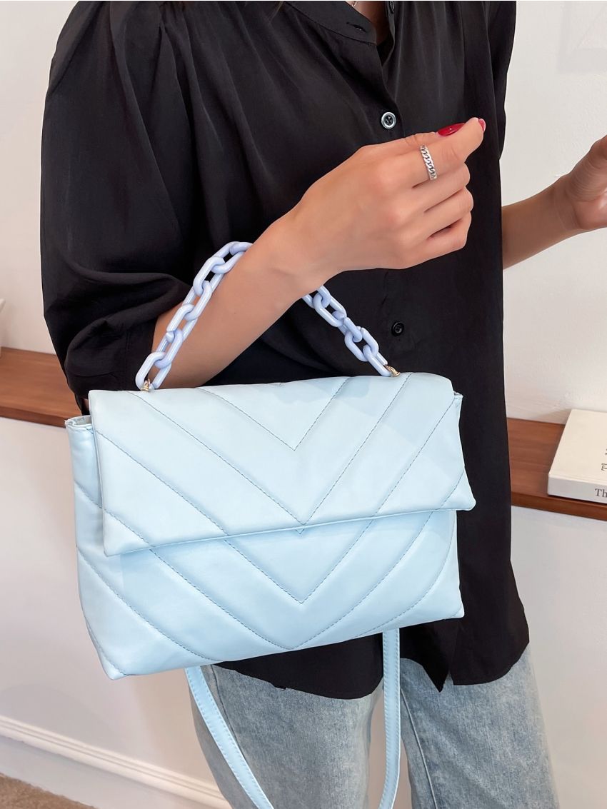Quilted Chain Decor Flap Square Bag