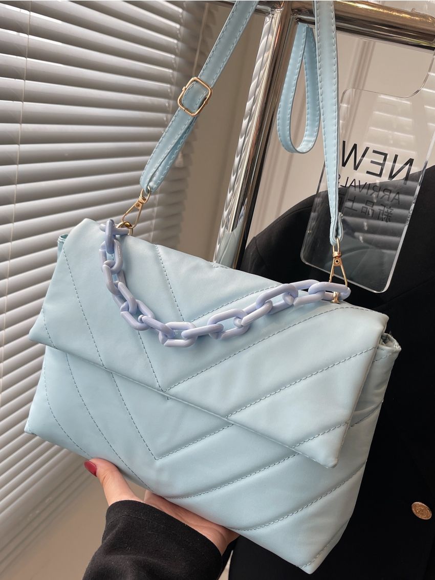 Quilted Chain Decor Flap Square Bag
