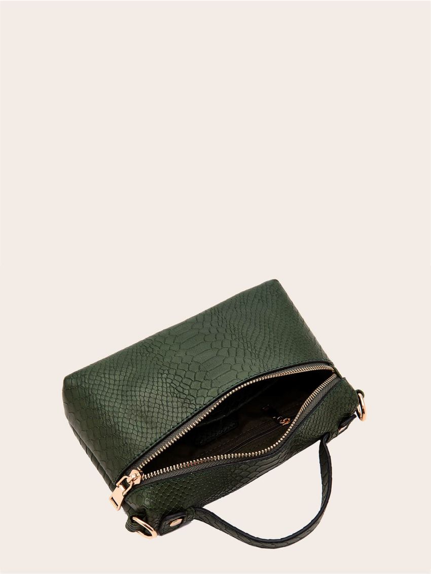 Twilly Scarf Decor Snakeskin Chain Satchel Bag