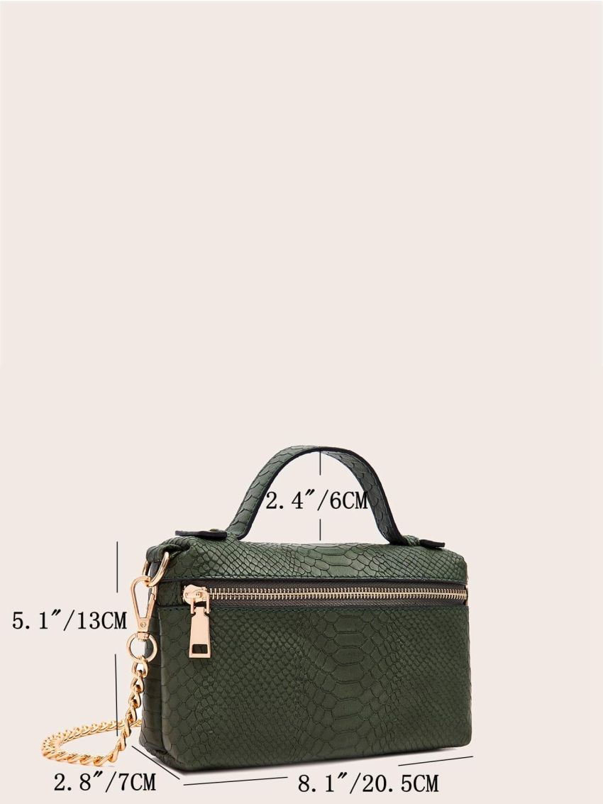 Twilly Scarf Decor Snakeskin Chain Satchel Bag