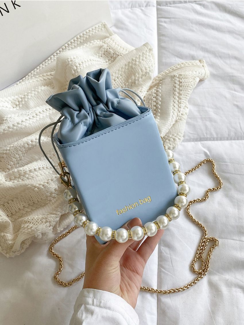 Mini Faux Pearl Decor Bucket Bag