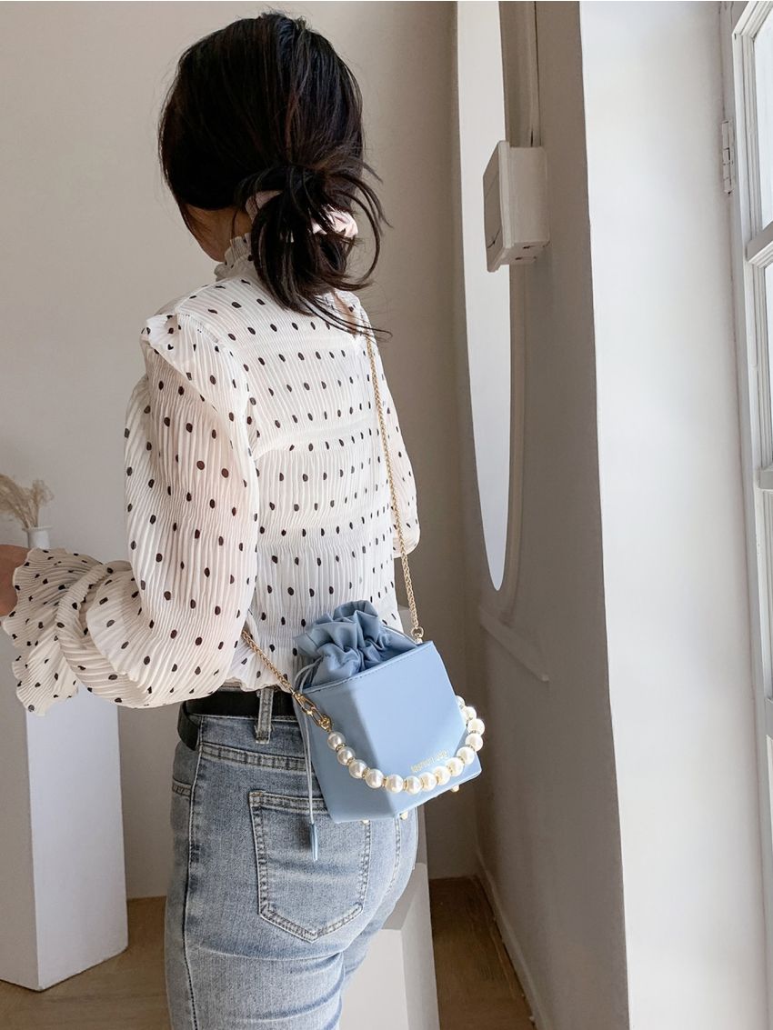 Mini Faux Pearl Decor Bucket Bag