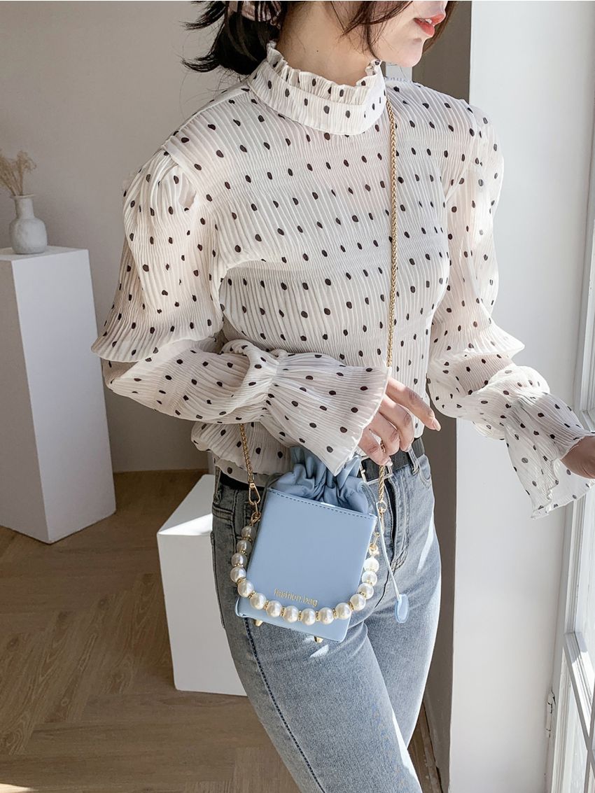 Mini Faux Pearl Decor Bucket Bag