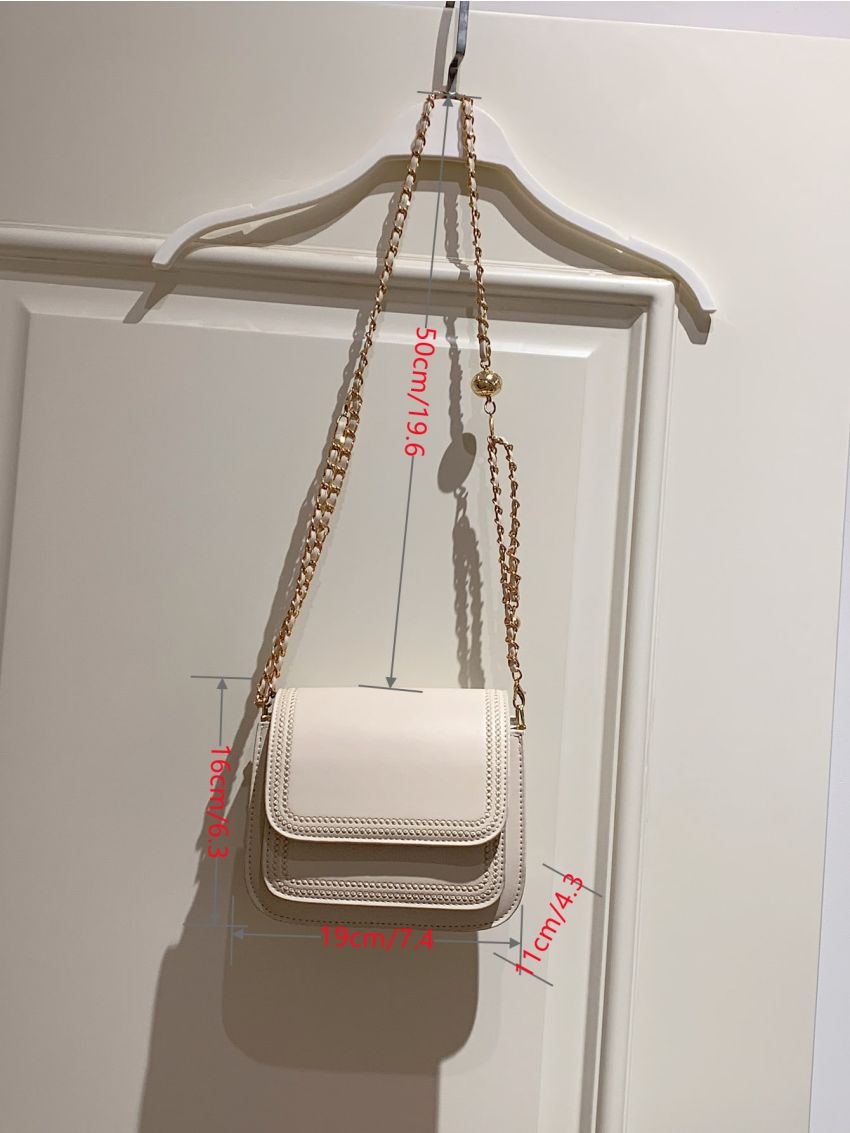 Stitch Detail Flap Square Bag