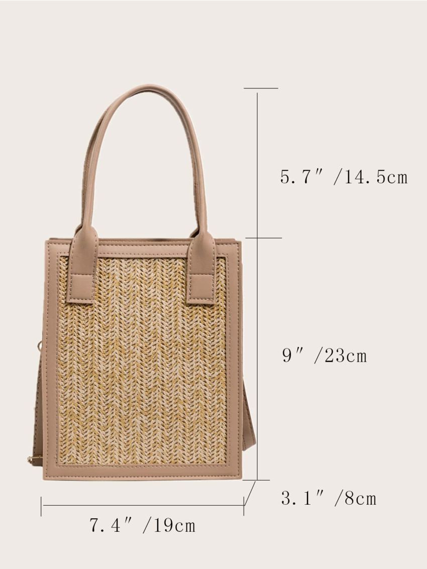 PU Splicing Straw Bag