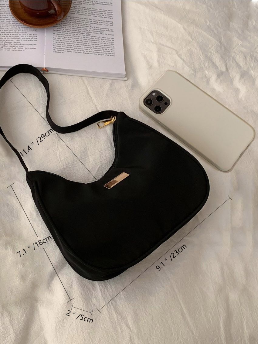 Metal Decor Baguette Bag