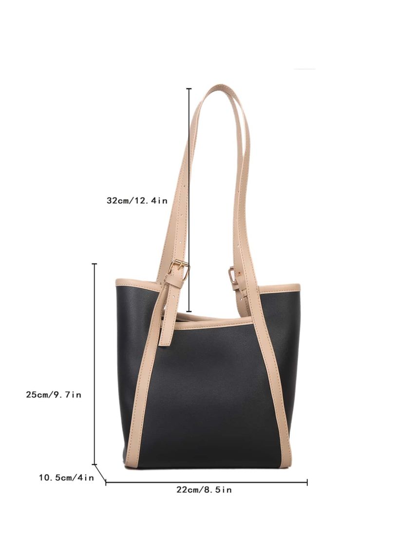 Minimalist Colorblock Shoulder Tote Bag