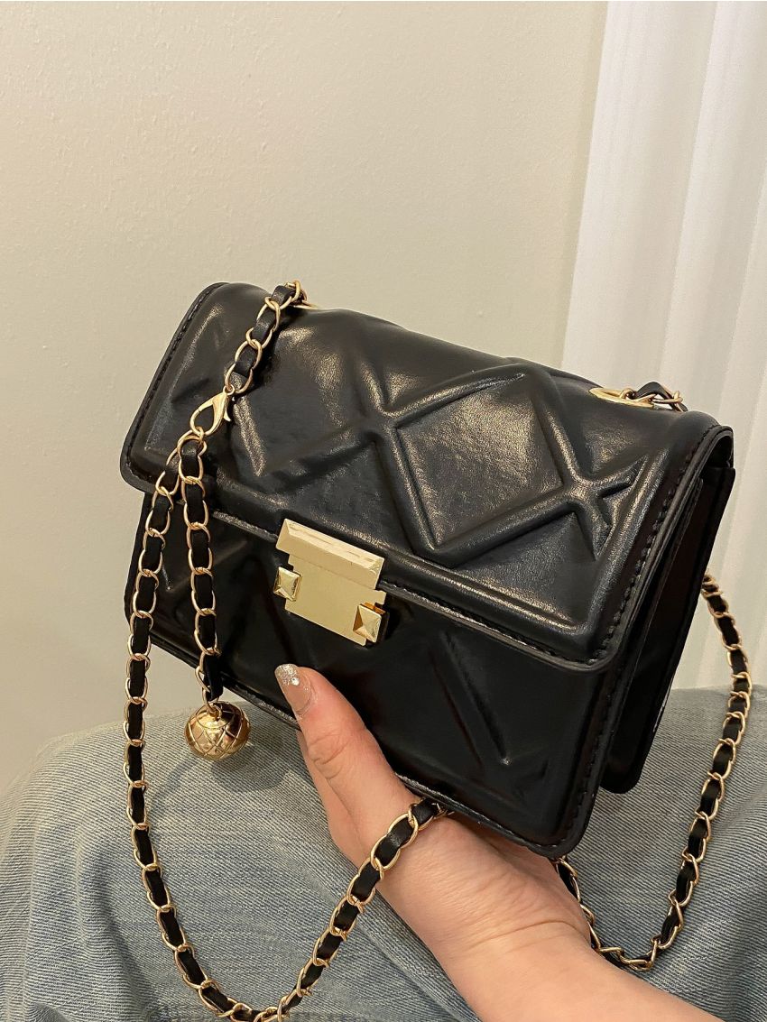 Mini Textured Flap Chain Square Bag