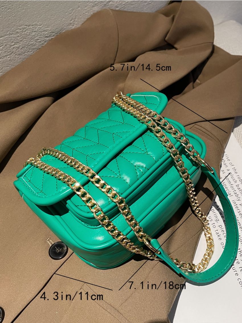 Chevron Chain Flap Square Bag