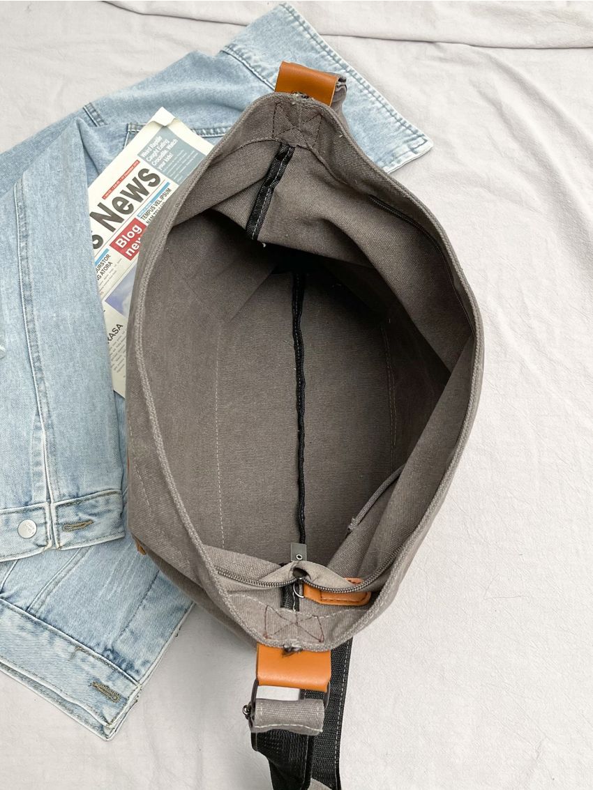 Two Tone Pocket Front Design Bucket Bag