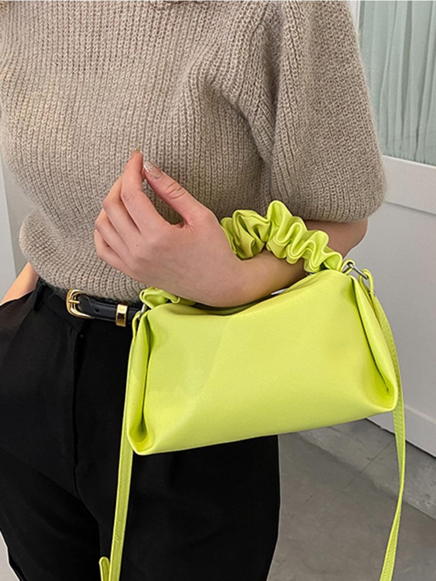 Minimalist Ruched Detail Bucket Bag