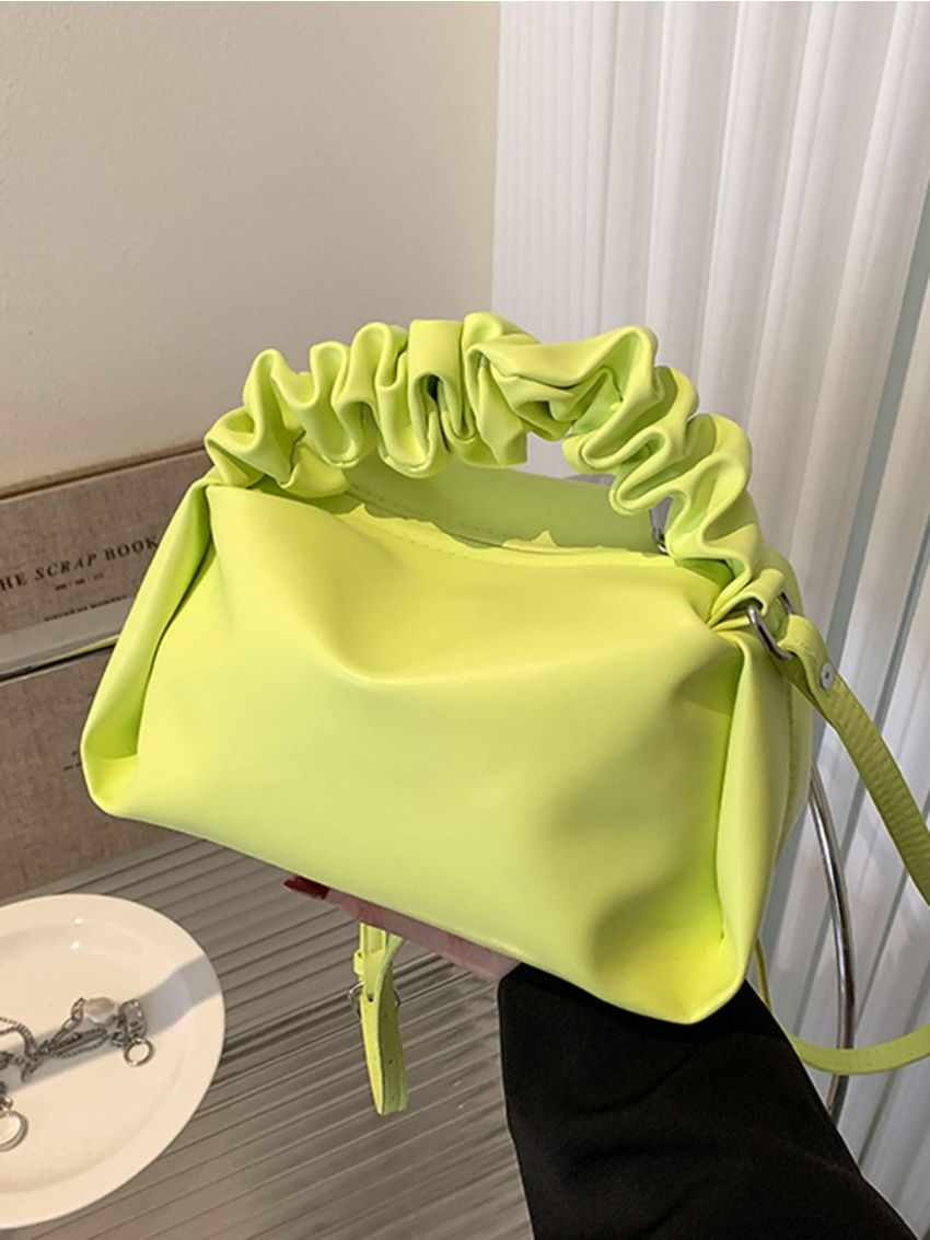 Minimalist Ruched Detail Bucket Bag