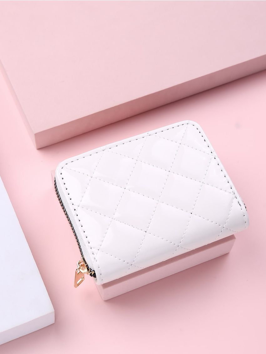 Artificial Patent Leather Quilted Small Purse