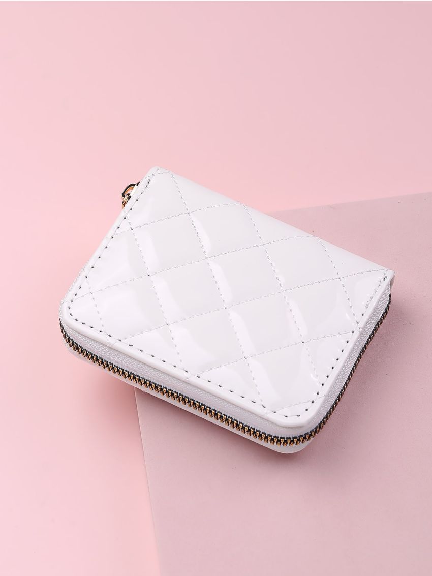 Artificial Patent Leather Quilted Small Purse