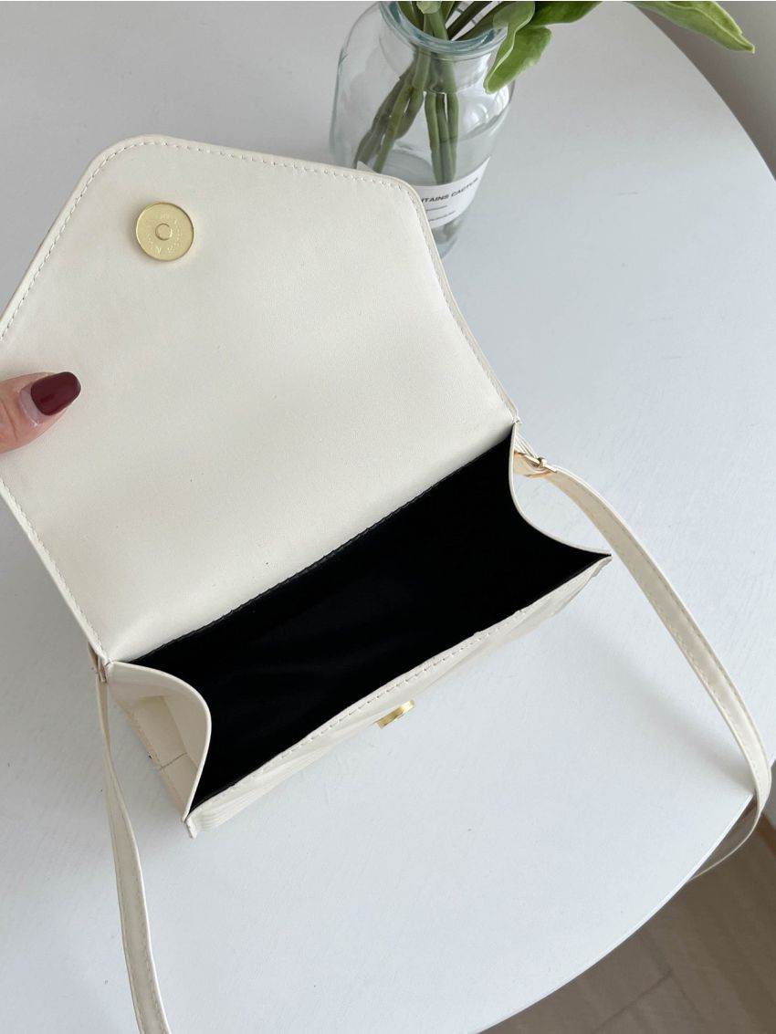 Studded Decor Chevron Flap Square Bag