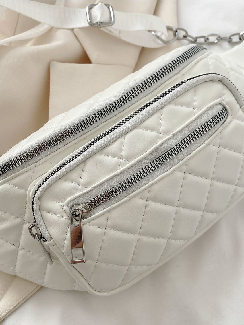 Mini Quilted Multi Zip Fanny Pack