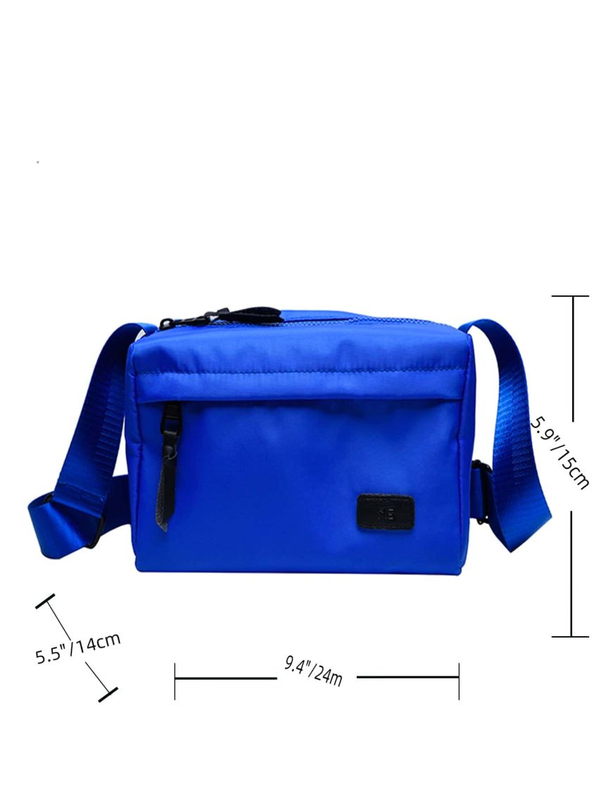 Letter Patched Detail Canvas Bucket Bag