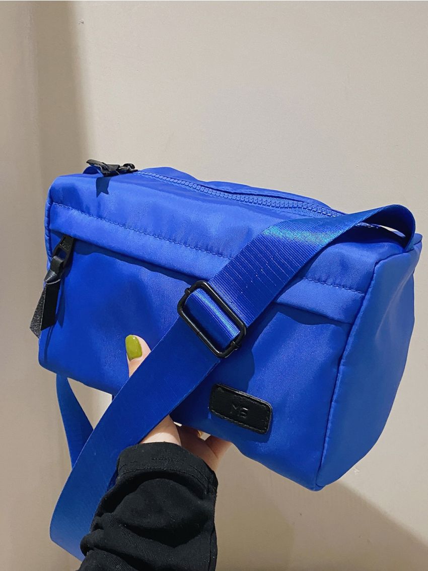 Letter Patched Detail Canvas Bucket Bag