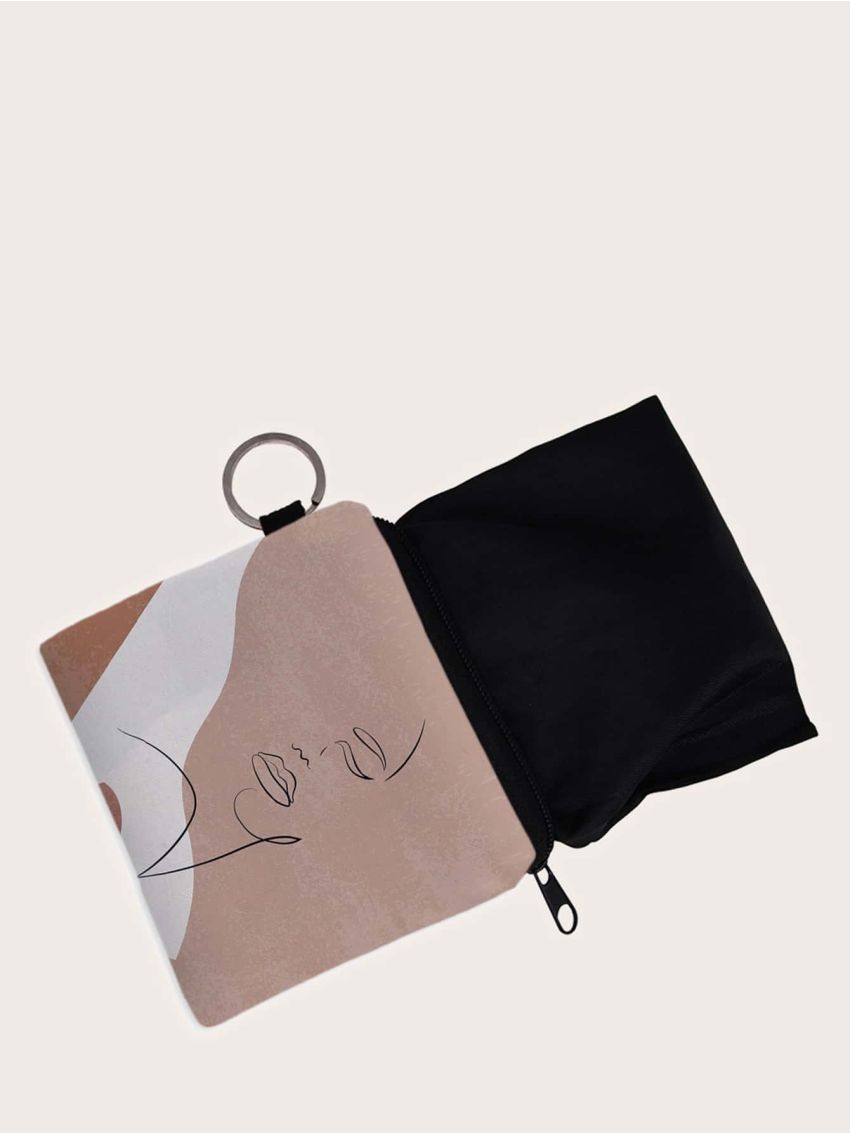 Abstract Figure Graphic Colorblock Coin Purse