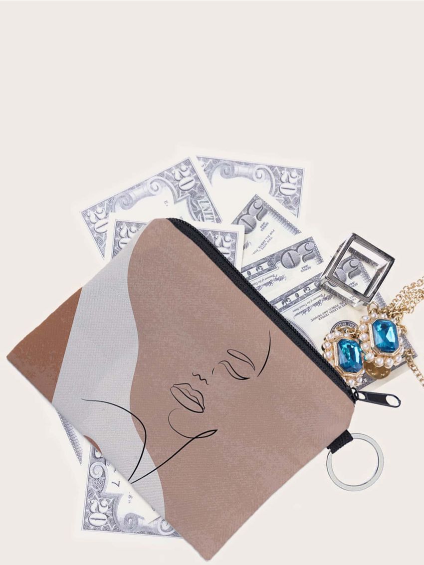 Abstract Figure Graphic Colorblock Coin Purse