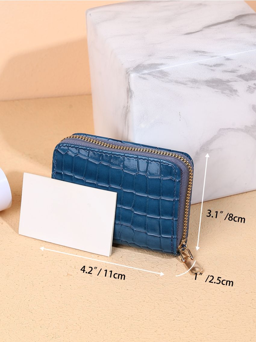 Crocodile Embossed Zip Around Small Wallet