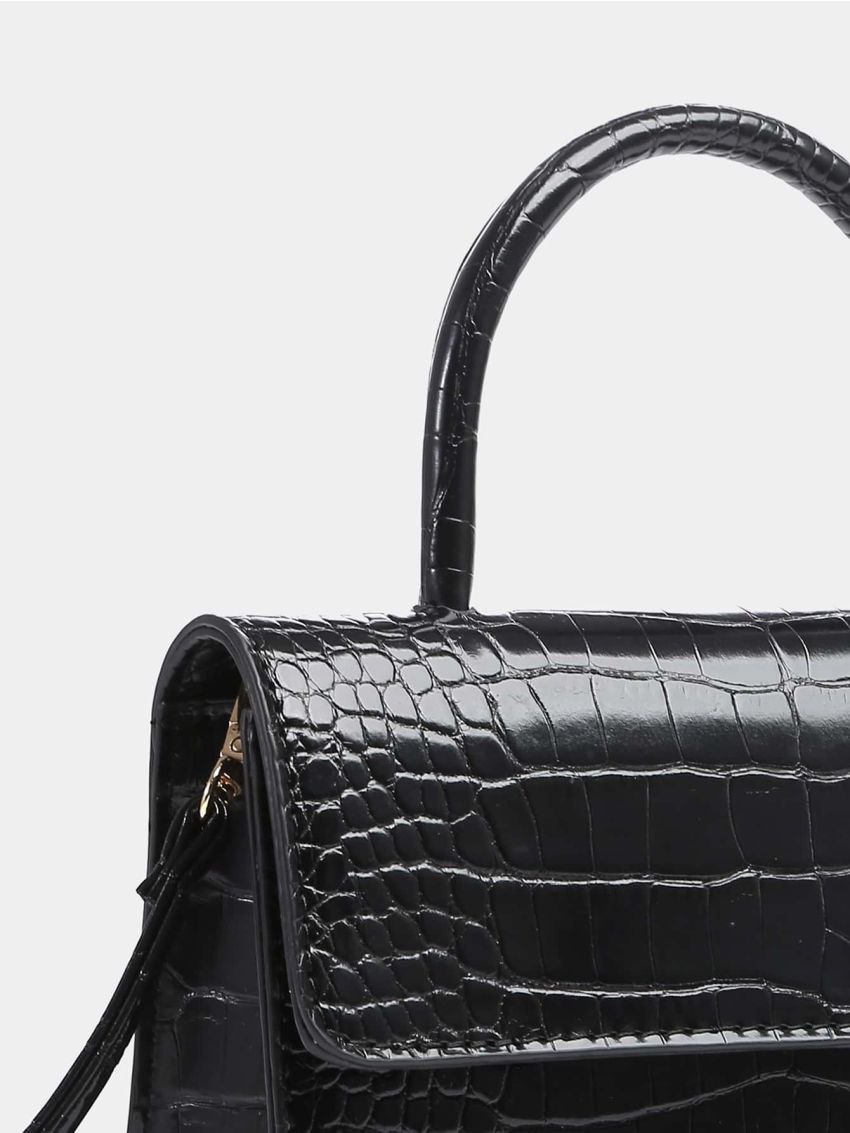 Mini Snakeskin Pattern Flap Square Bag