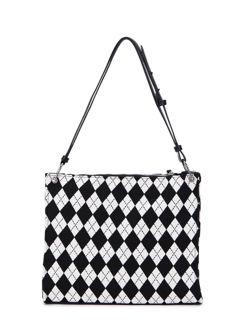 Argyle Print Canvas Square Bag