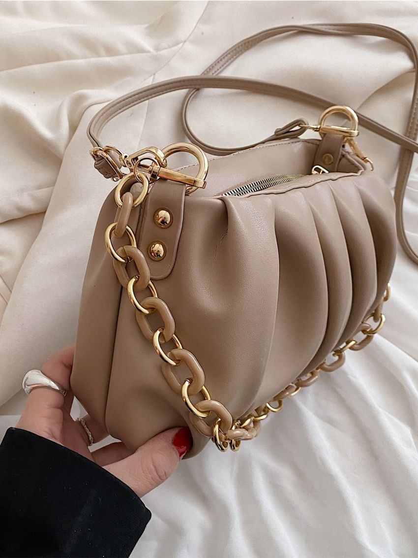 Minimalist Chain Ruched Bag