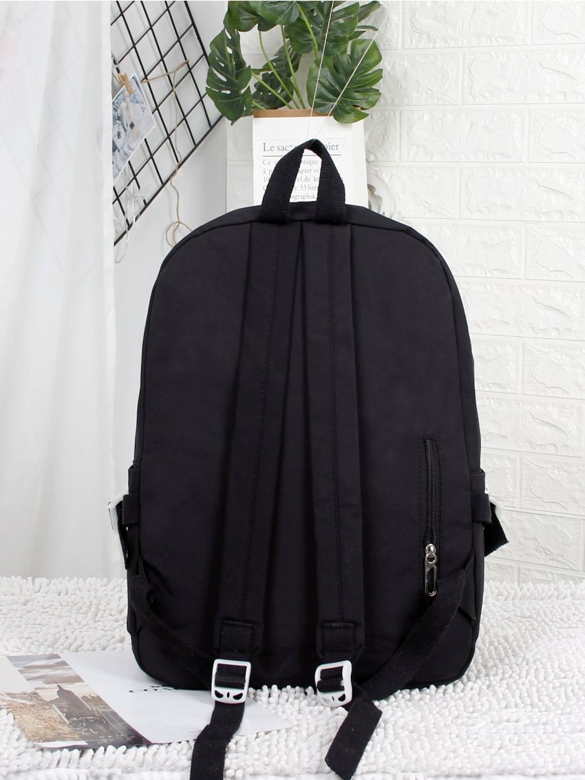 Colorblock Large Capacity Backpack With Cartoon Bag Charm