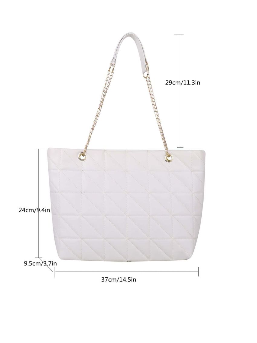 Quilted Chain Shoulder Tote Bag