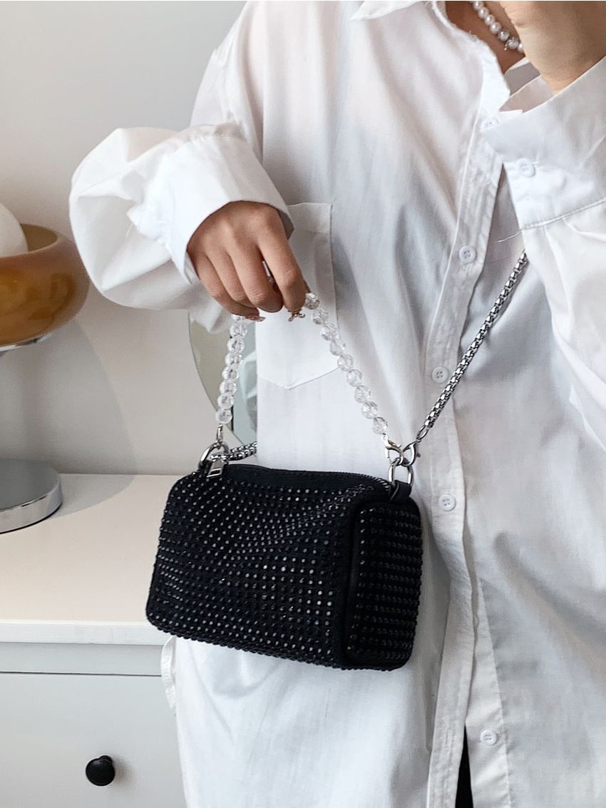 Mini Rhinestone Decor Bucket Bag