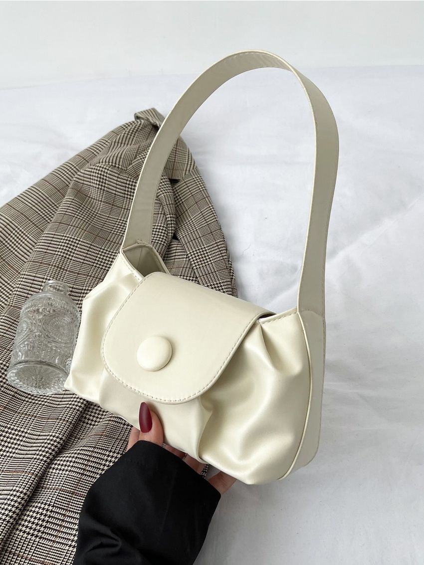 Minimalist Button Detail Ruched Bag