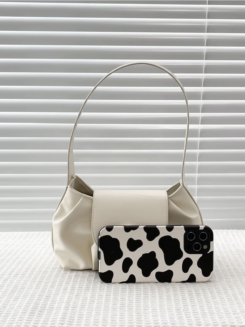 Minimalist Button Detail Ruched Bag