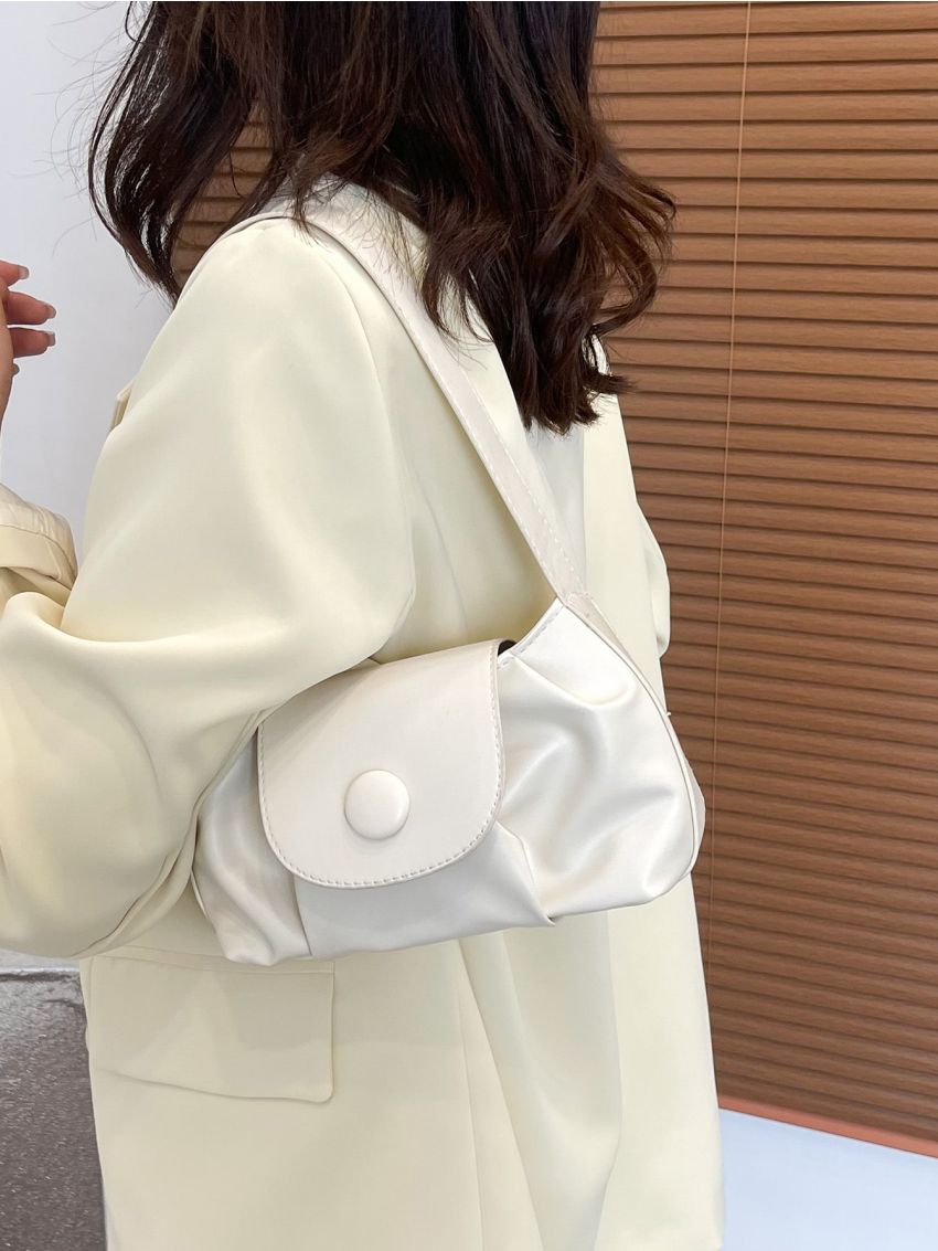 Minimalist Button Detail Ruched Bag