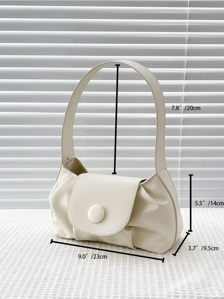 Minimalist Button Detail Ruched Bag