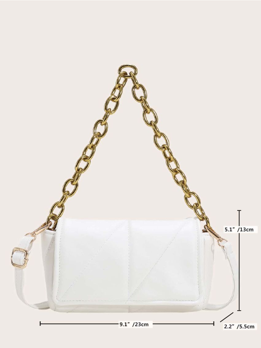 Quilted Flap Chain Handle Square Bag