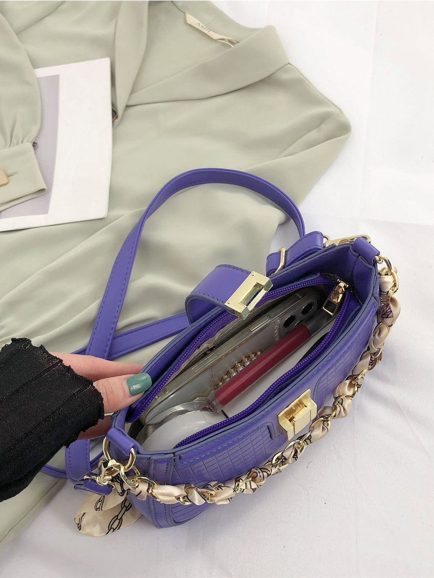 Twilly Scarf Decor Baguette Bag