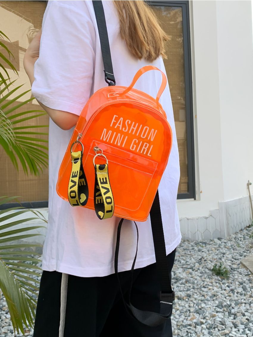 Letter Graphic Clear Backpack